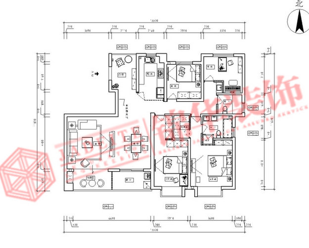 江阴水岸新都简约风格三室两厅效果图 装修-三室两厅-现代简约