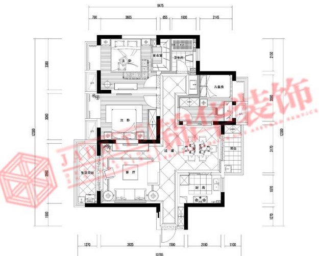 年轻的奢华装修-大户型-现代简约