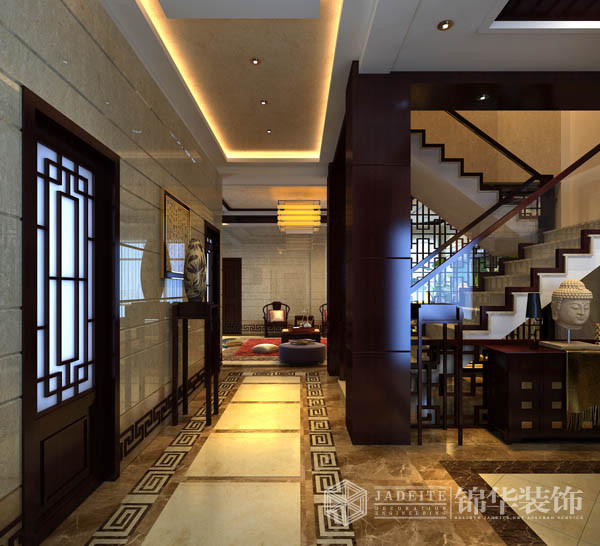 中式风格效果图赏析装修-三室两厅-新中式
