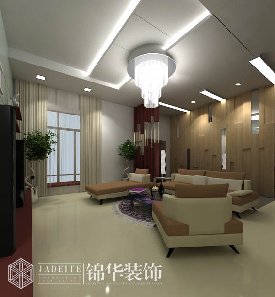 湖滨一号160平简约风格效果图装修-大户型-现代简约