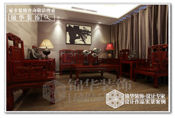 中南七星花园两套打通作品装修-大户型-新中式