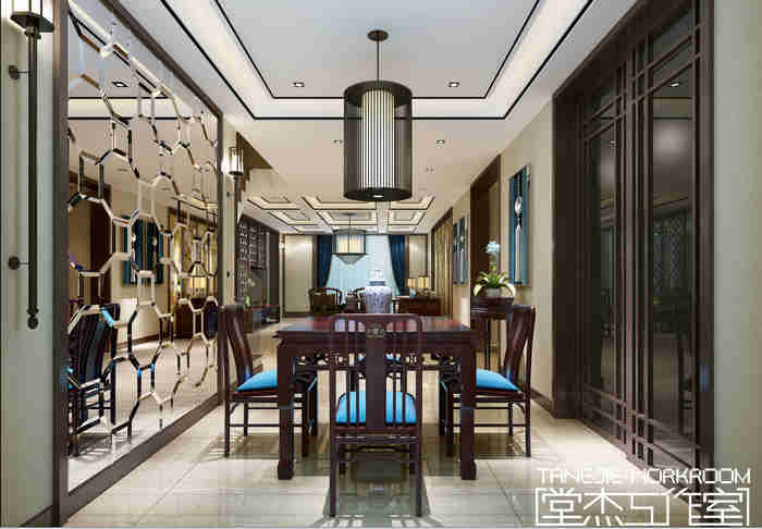 天元世家205平新中式风格户型解析装修-别墅-新中式