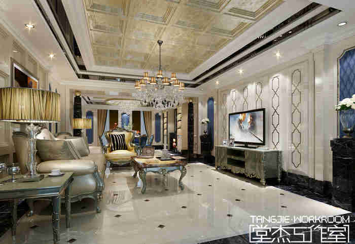 世贸公寓186平新古典主义风格效果图装修-大户型-新古典