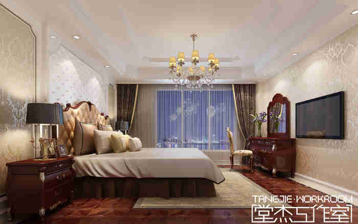 世贸公寓250平法式风格效果图装修-大户型-简欧