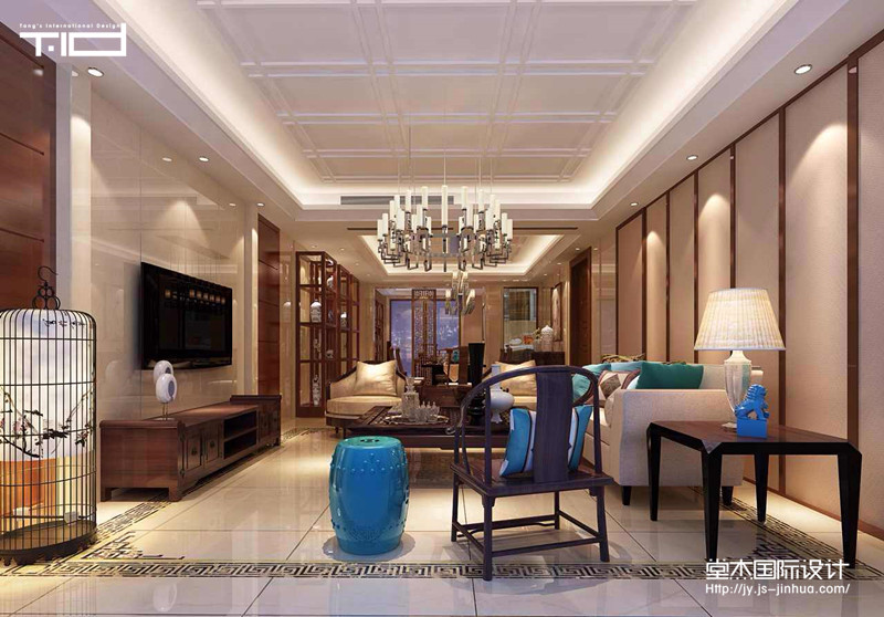 兴澄锦苑175平新中式风格效果图装修-三室两厅-新中式