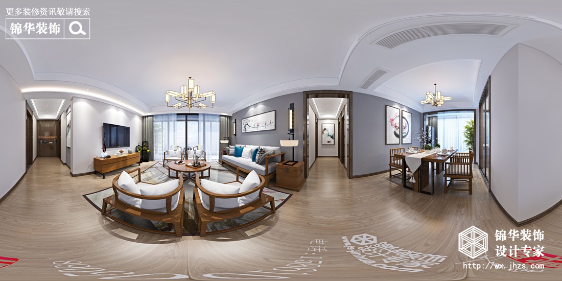 新中式风格-碧桂园-四室两厅-140平-装修效果图
