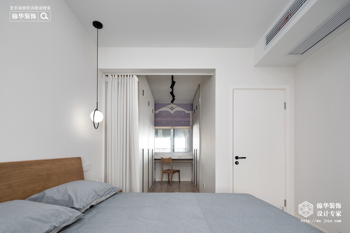 北欧风格-三室两厅-94平-卧室-装修效果实景图
