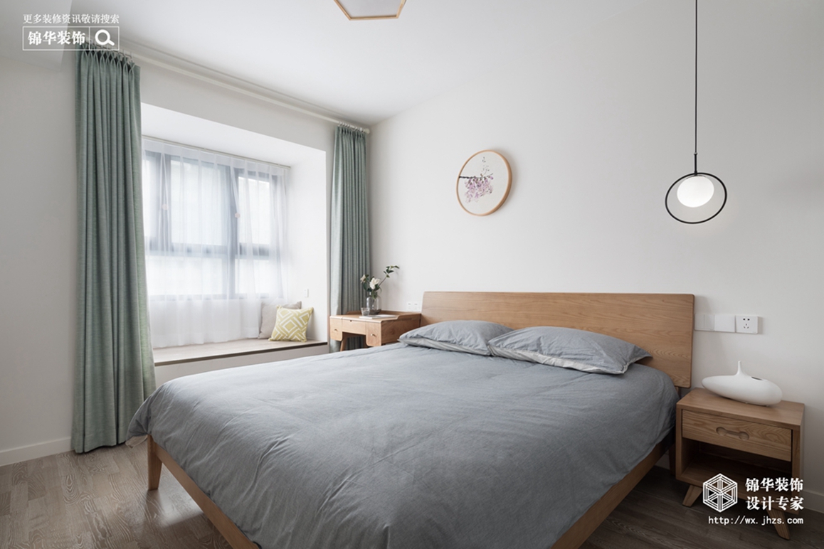 北欧风格-三室两厅-94平-卧室-装修效果实景图