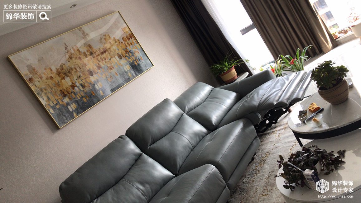 现代简约-绿城玉兰花园-三室两厅-135平-客厅-装修效果实景图