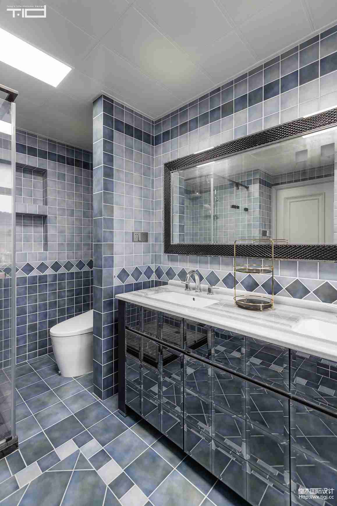 美式风格-名豪山庄-别墅-350平-卫生间-装修效果实景图