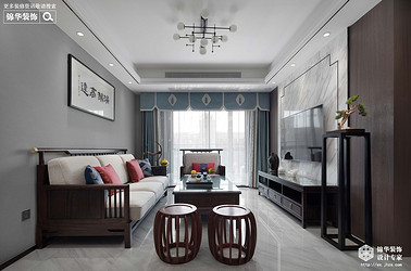 新中式风格-两室两厅-89平-装修实景效果图