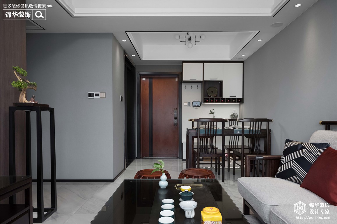 新中式风格-两室两厅-89平-餐厅-装修实景效果图   
