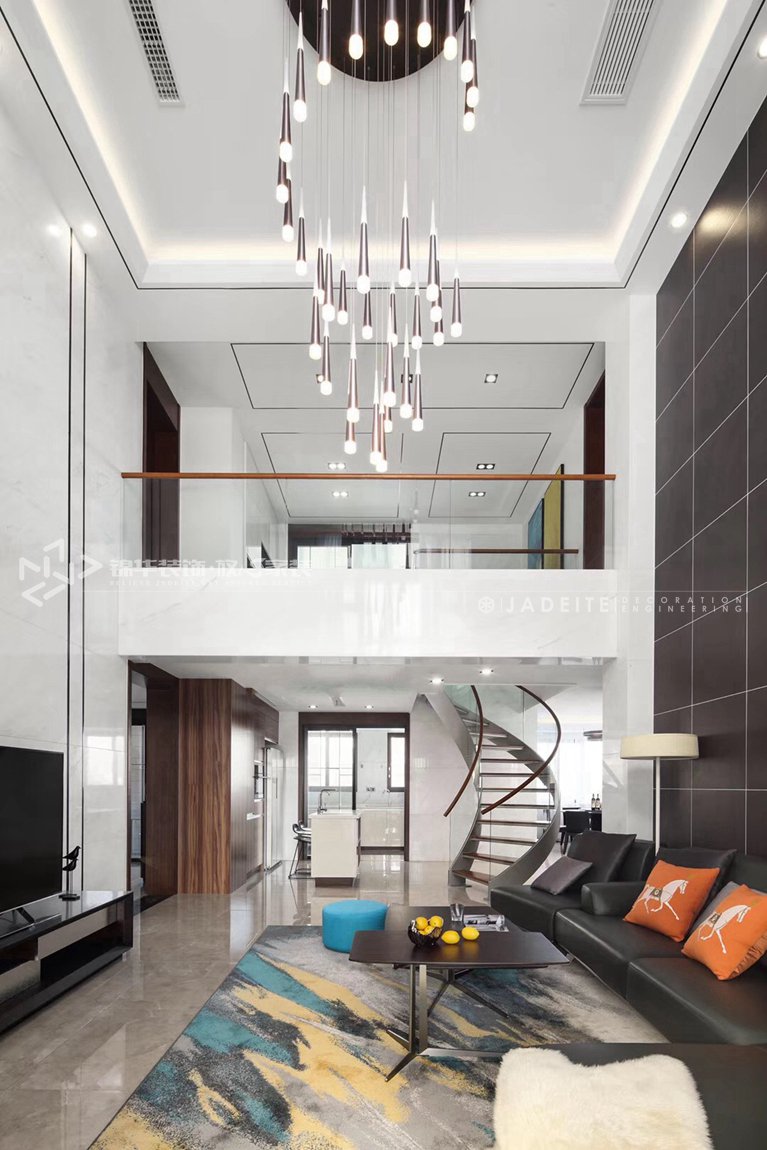 现代风格-黄山华都-别墅-345平-客厅-装修实景效果图