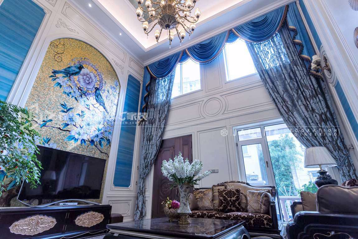 古典风格-龙腾苑-别墅-370平-客厅-装修实景效果图