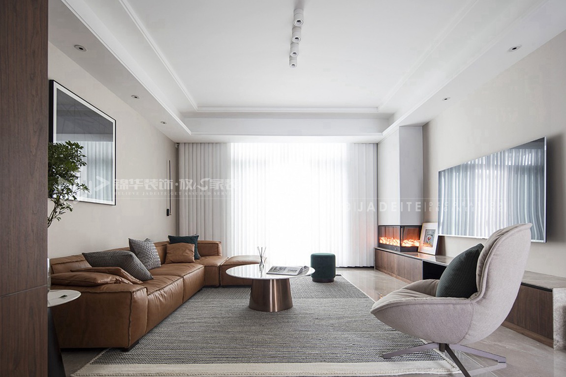 现代风格-万科-四室两厅-140平-装修实景效果图-客厅