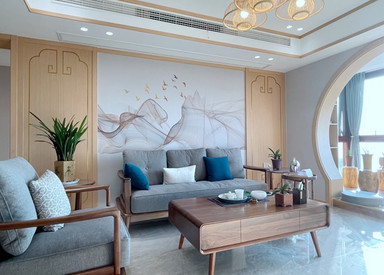新中式风格-宏建国际-三室两厅-129平-装修实景效果图