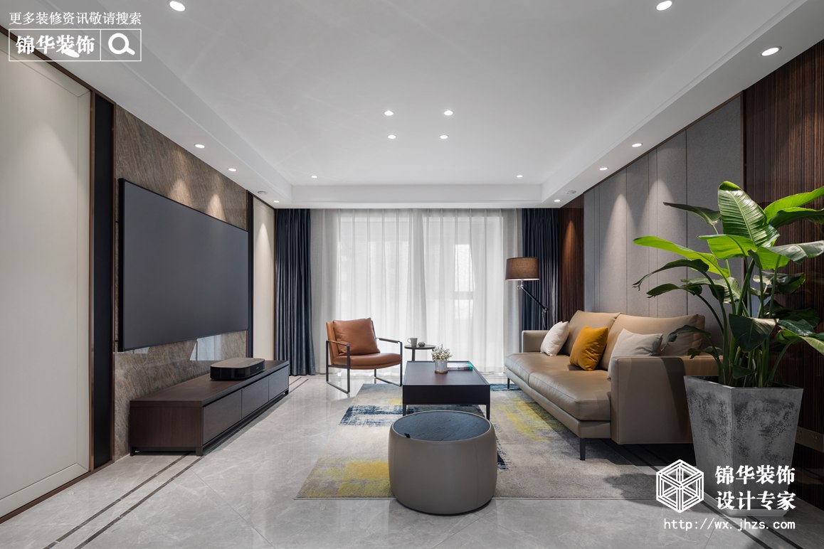 现代轻奢风格-瑷颐湾-三室两厅-130平-装修实景效果图   