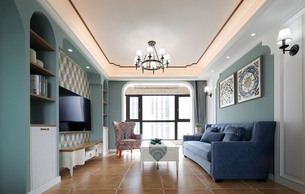 美式田园-碧桂园金茂悦山-三室两厅-122平-装修实景效果图