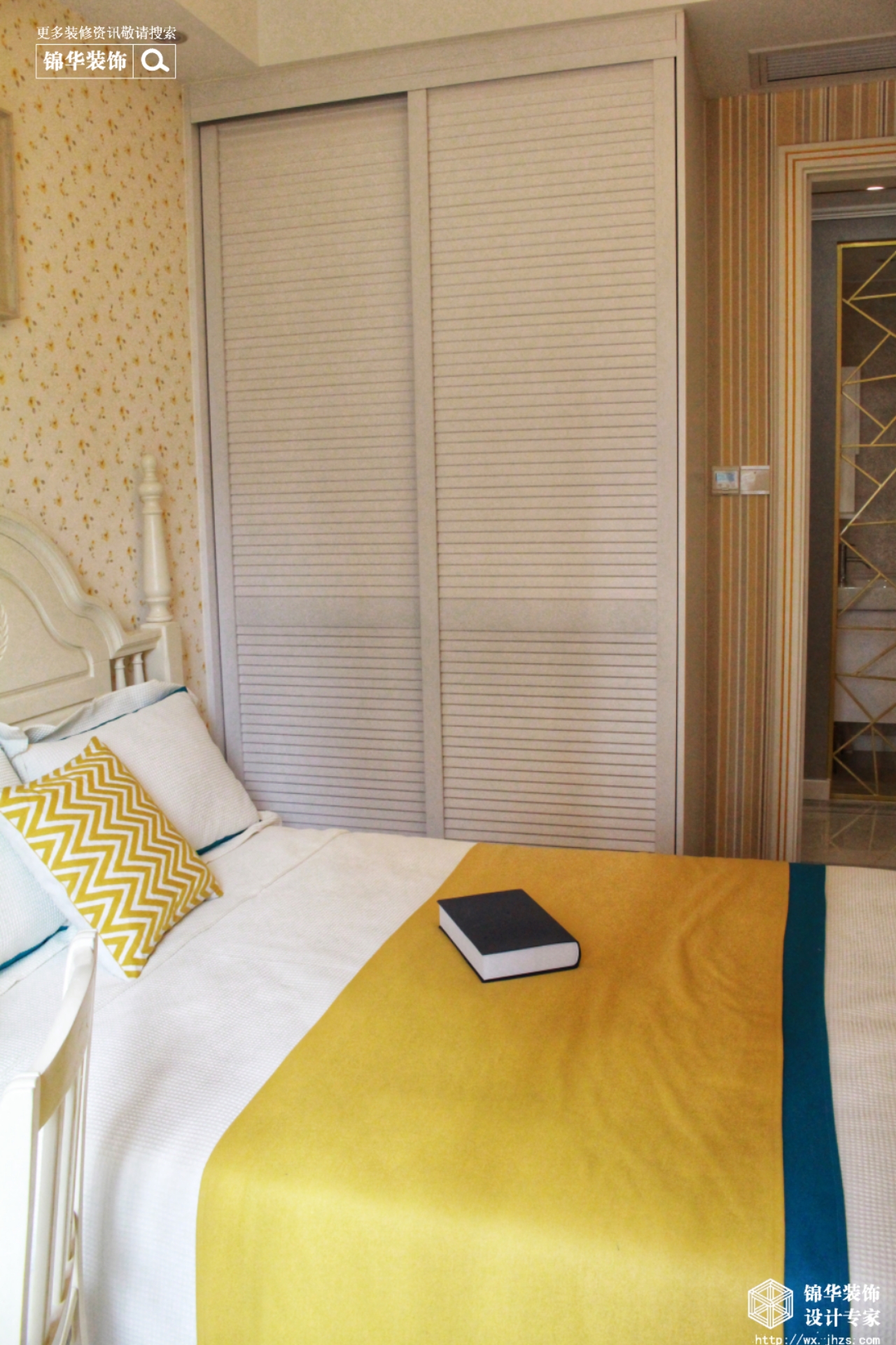 现代美式-三室两厅-95平-卧室-装修效果实景图