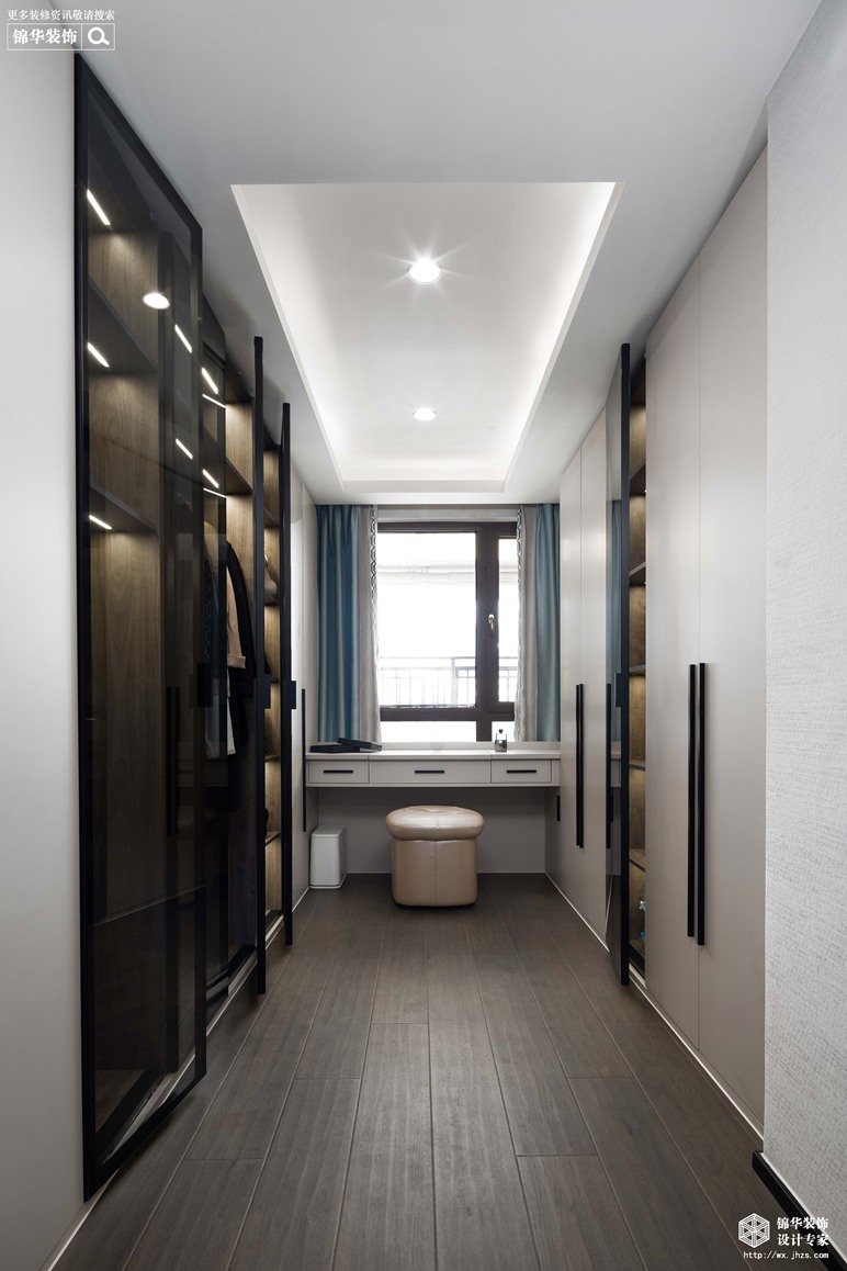 新中式-两室两厅-89平-衣帽间-装修效果实景图