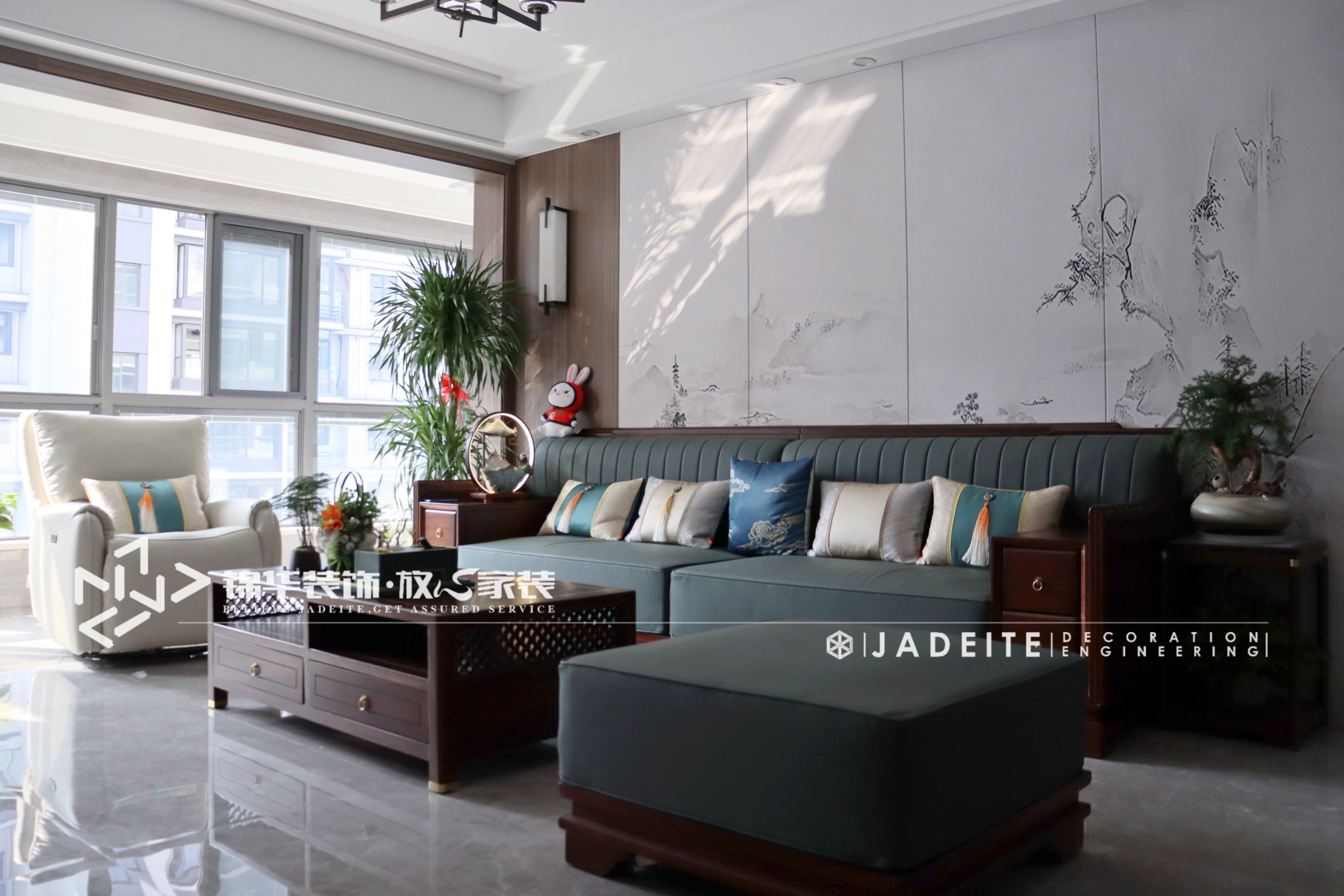 新中式风格-铂悦时代-三室两厅-128平-装修实景图
