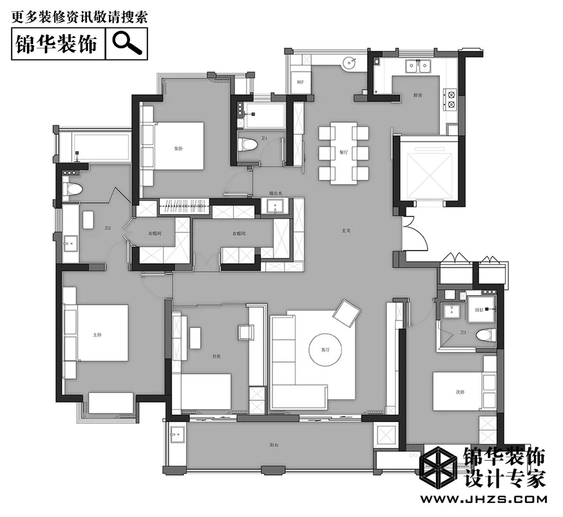 东方明珠-现代简约-160㎡-四室两厅装修-四室两厅-现代简约