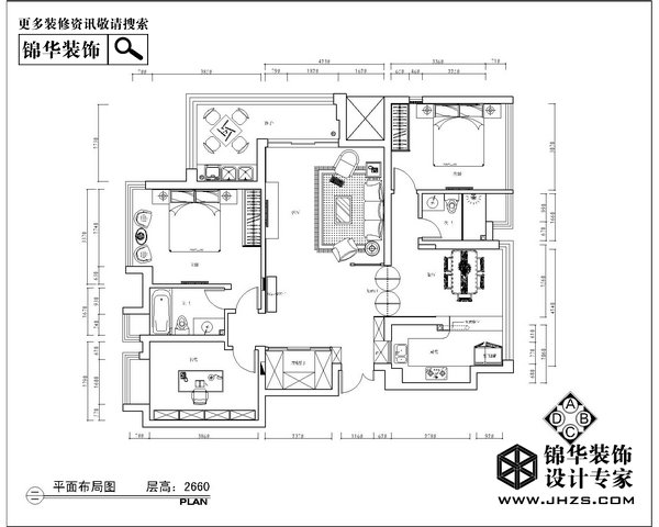 爱尚家-高科荣域装修-三室两厅-简欧