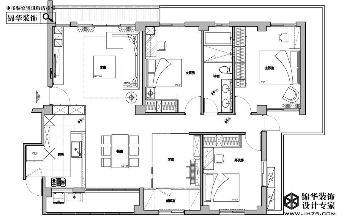 日式-港龙公寓-四室两厅-140平米装修-四室两厅-日式