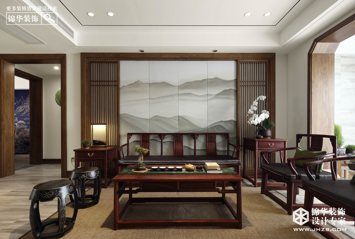 新中式-雅居乐滨江国际-四室两厅-195平米装修-四室两厅-新中式