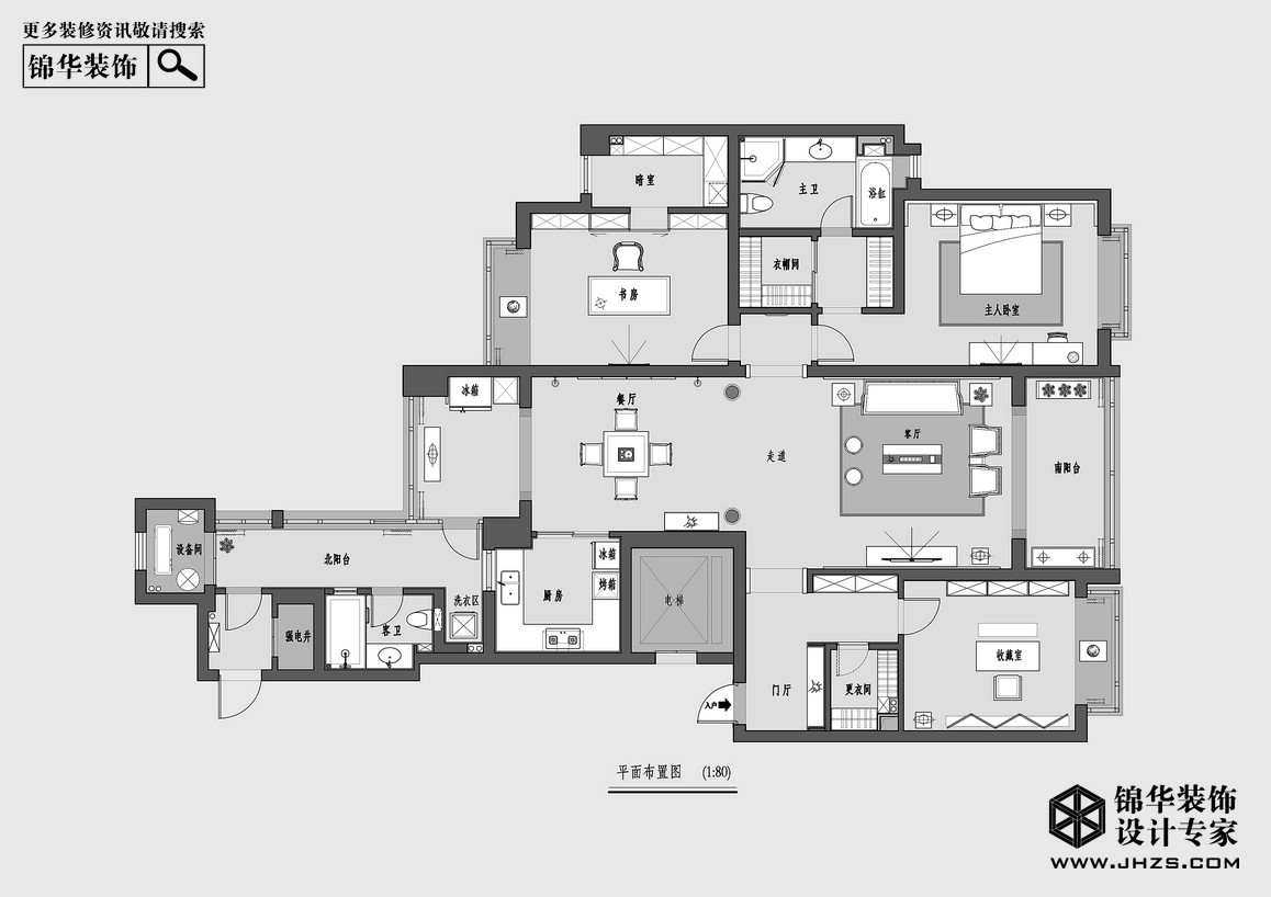 新中式-雅居乐滨江国际-四室两厅-195平米装修-四室两厅-新中式
