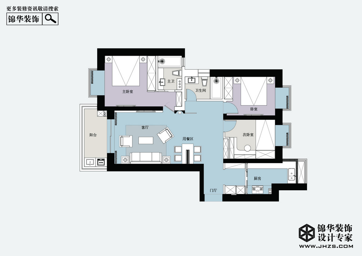 现代简约-世茂外滩新城-三室两厅-140平米装修-三室两厅-现代简约