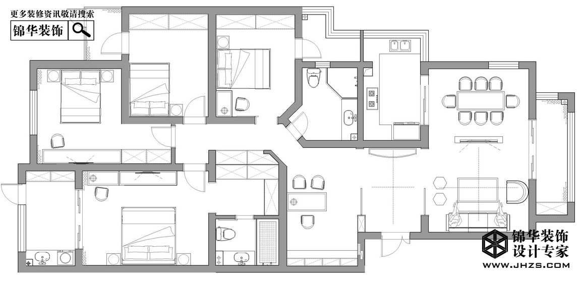 新中式-文化名园-四室两厅-170平米装修-四室两厅-新中式