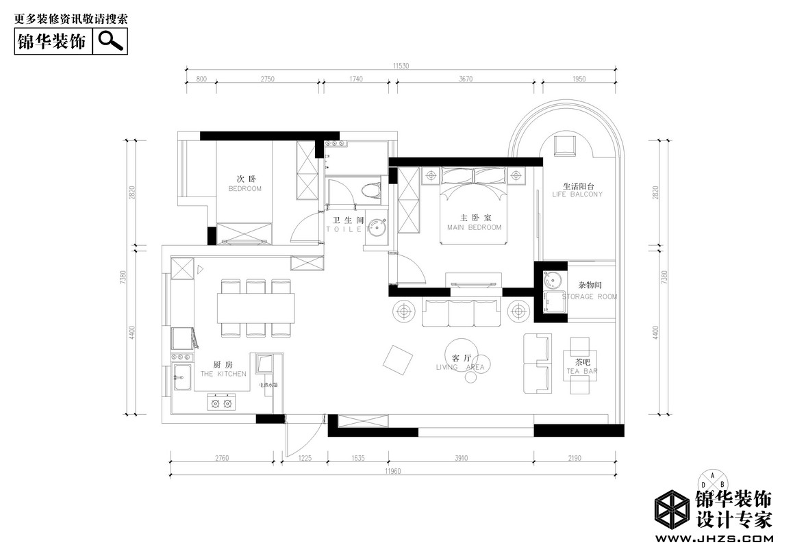 日式-金陵灣-兩室兩廳-90平米裝修-兩室兩廳-日式