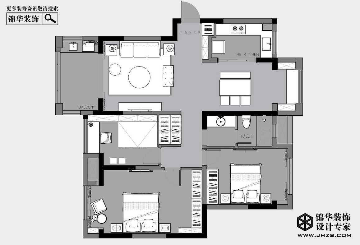 新中式-雍福龙庭-三室两厅-117平米装修-三室两厅-新中式