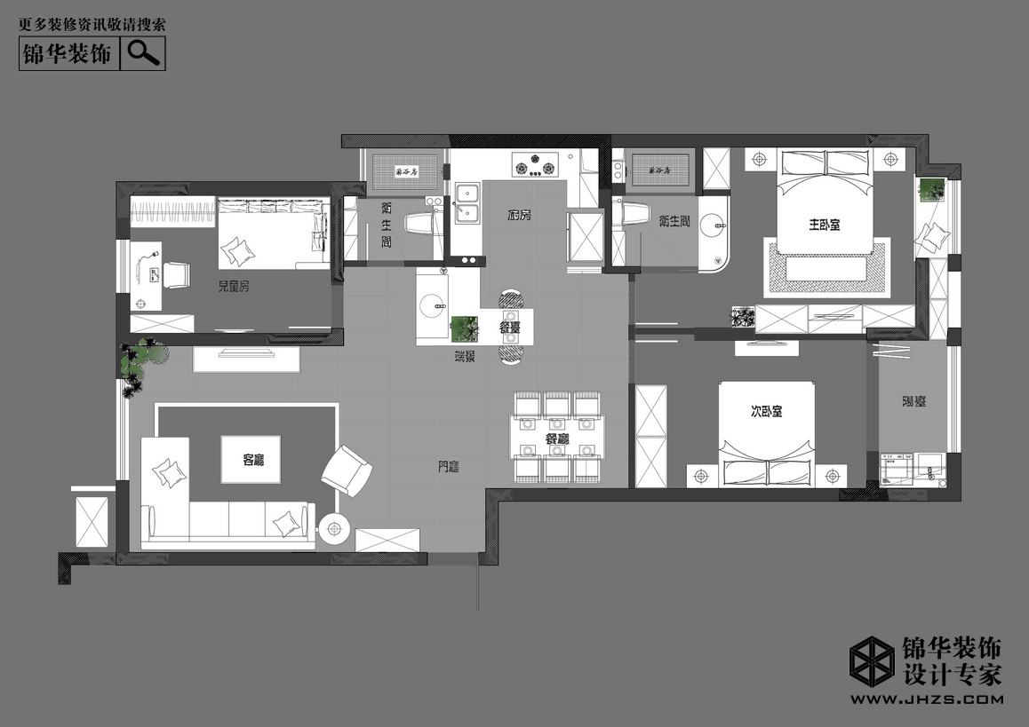 现代简约-悦恒君铂-三室两厅-127平米装修-三室两厅-现代简约