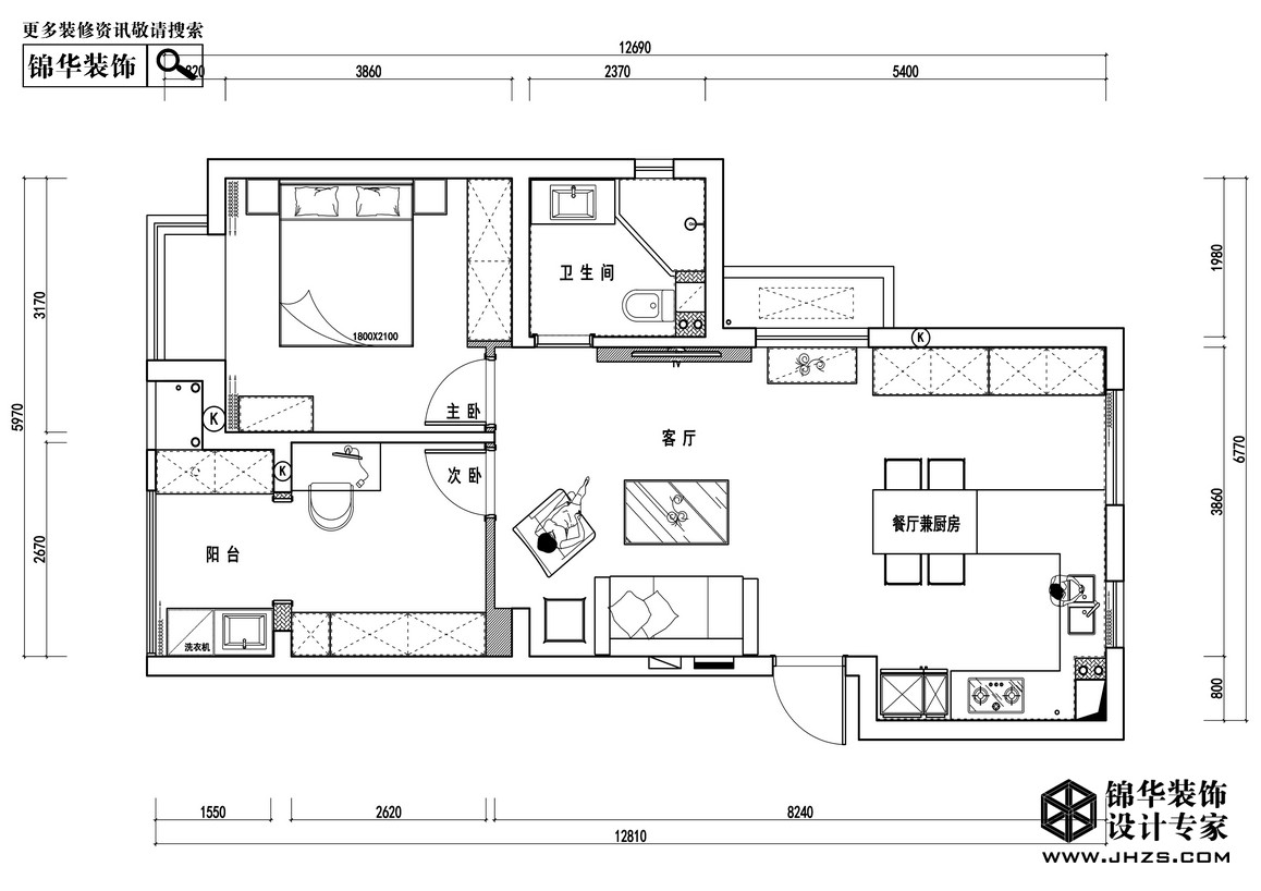 北歐-鳳悅西園-兩室兩廳-88平米裝修-兩室兩廳-北歐