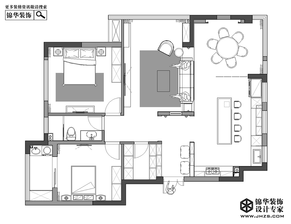 现代简约-武夷名仕园-两室两厅-124平米装修-两室两厅-现代简约