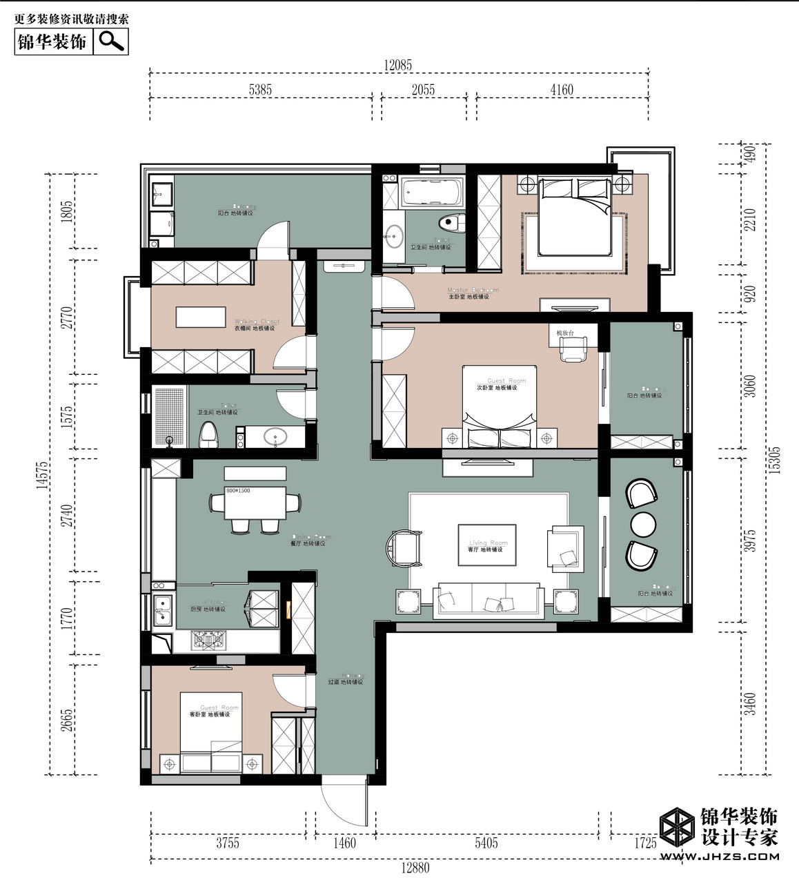新中式-清河雅苑-四室兩廳-180平米裝修-四室兩廳-新中式