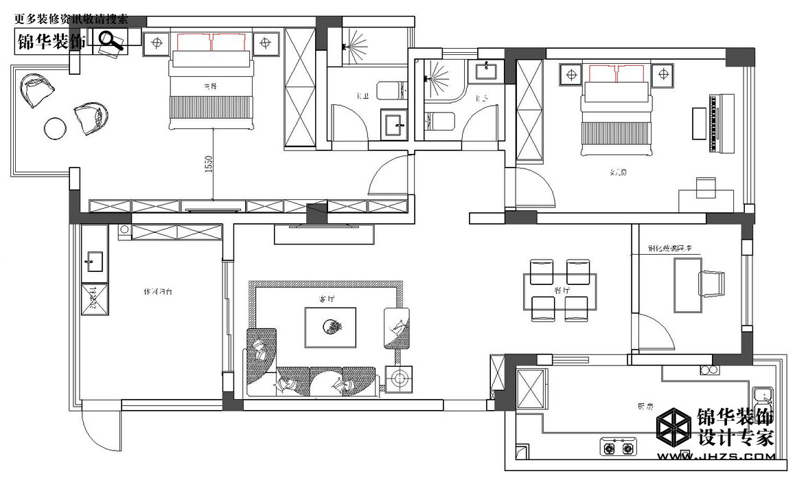 现代简约-翠屏湾-三室两厅-120平米装修-三室两厅-现代简约