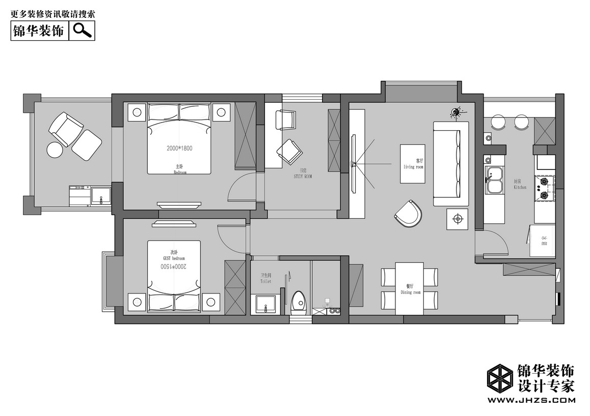 北欧-边城世家-三室两厅-100平米装修-三室两厅-北欧