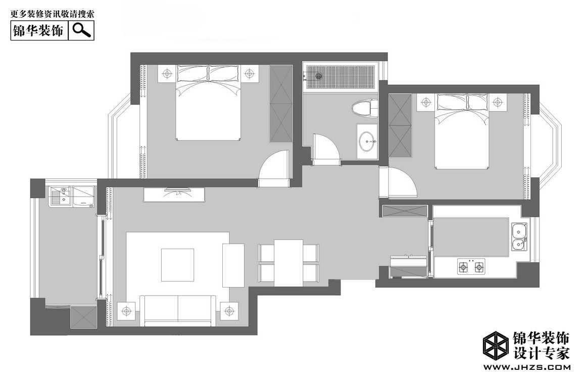 现代简约-万江共和新城-两室两厅-100平米装修-两室两厅-现代简约