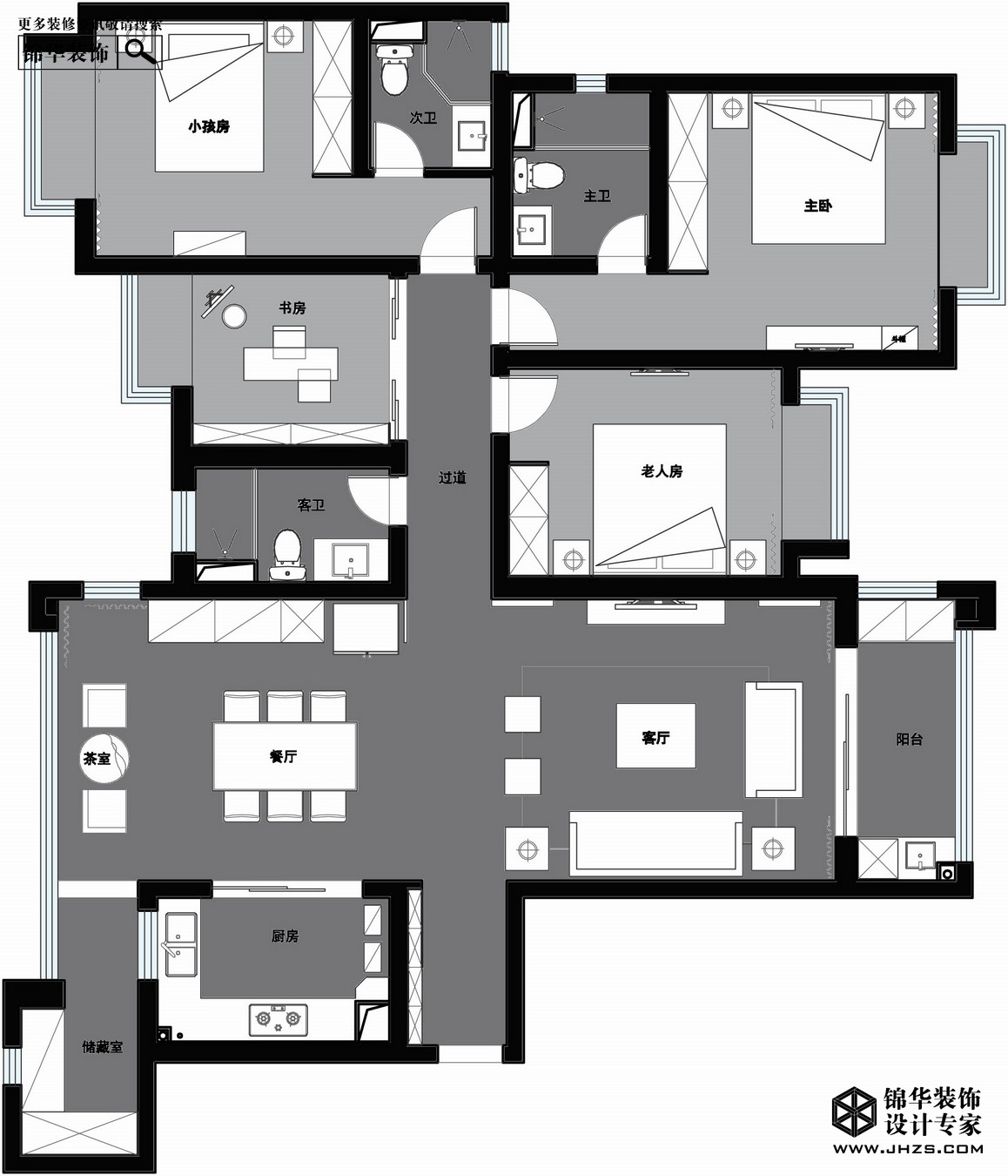 現代簡約-雅居樂濱江國際-三室兩廳-197㎡裝修-三室兩廳-現代簡約