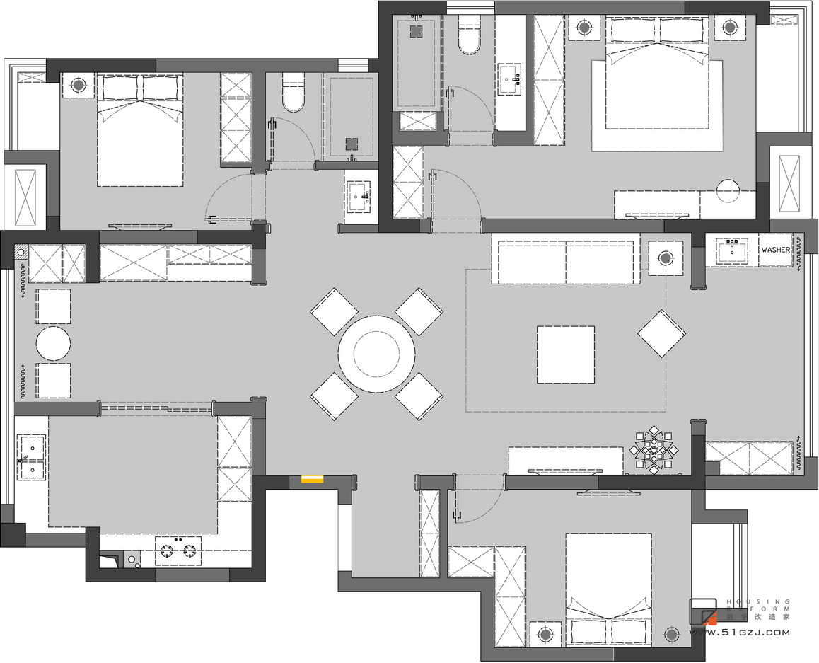 新中式-金浦御龙湾-三室两厅-138㎡装修-三室两厅-新中式