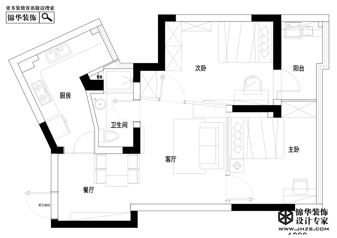现代简约-天水滨江-两室两厅-78㎡装修-两室两厅-现代简约
