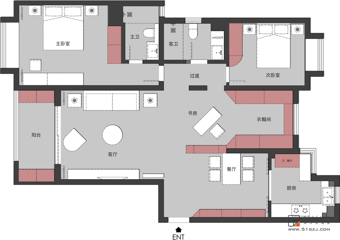 现代简约-金鼎湾国际-三室两厅-140㎡装修-三室两厅-现代简约