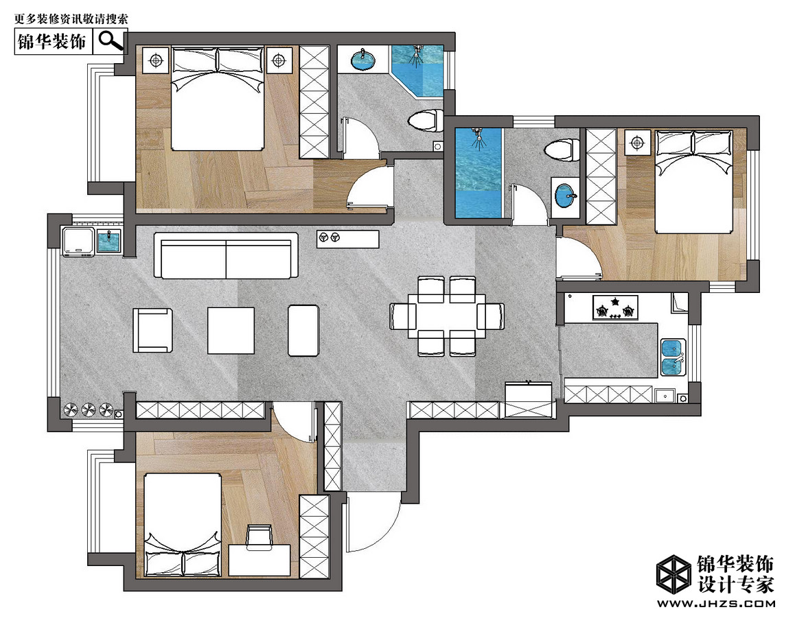 現代簡約-大名城紫金九號-三室兩廳裝修-三室兩廳-現代簡約