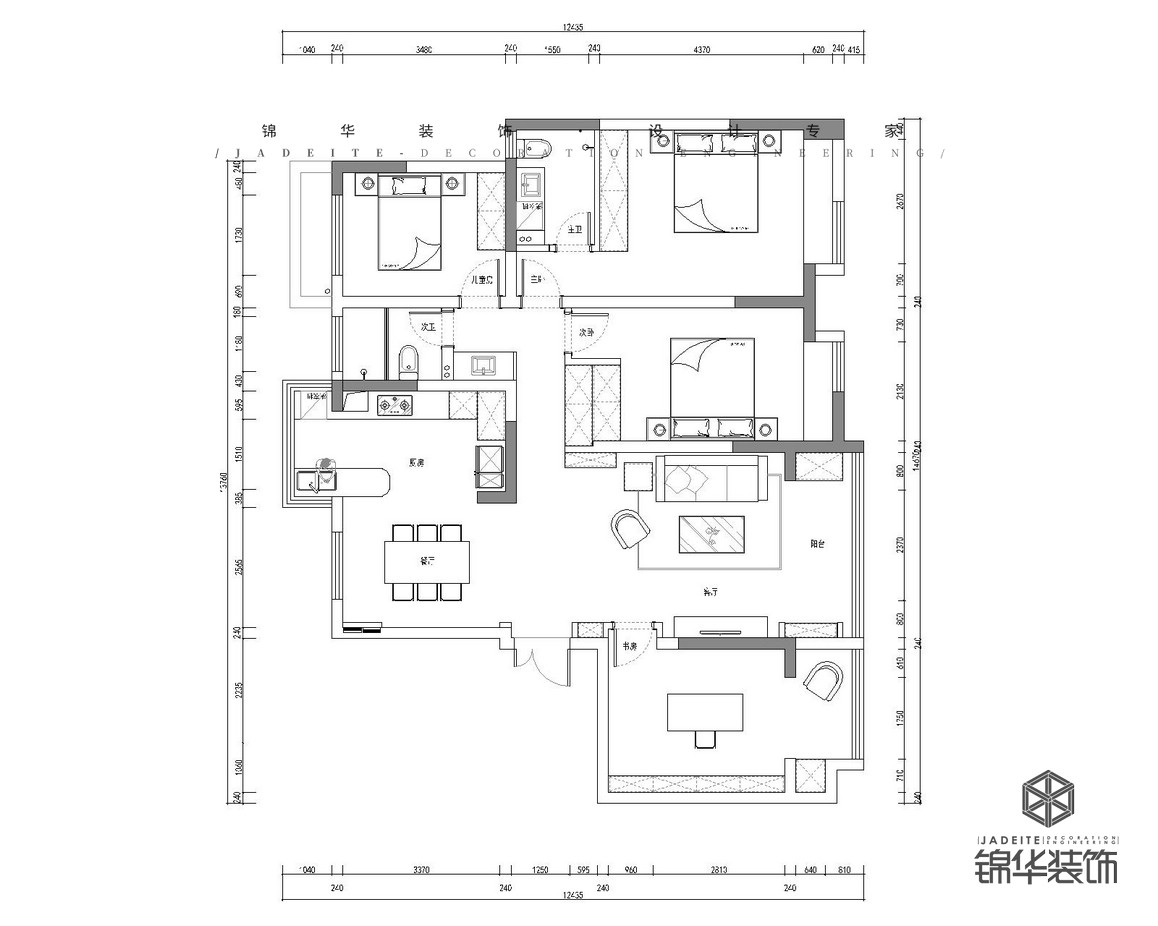 新中式-海福巷71號-四室兩廳-165㎡裝修-四室兩廳-新中式
