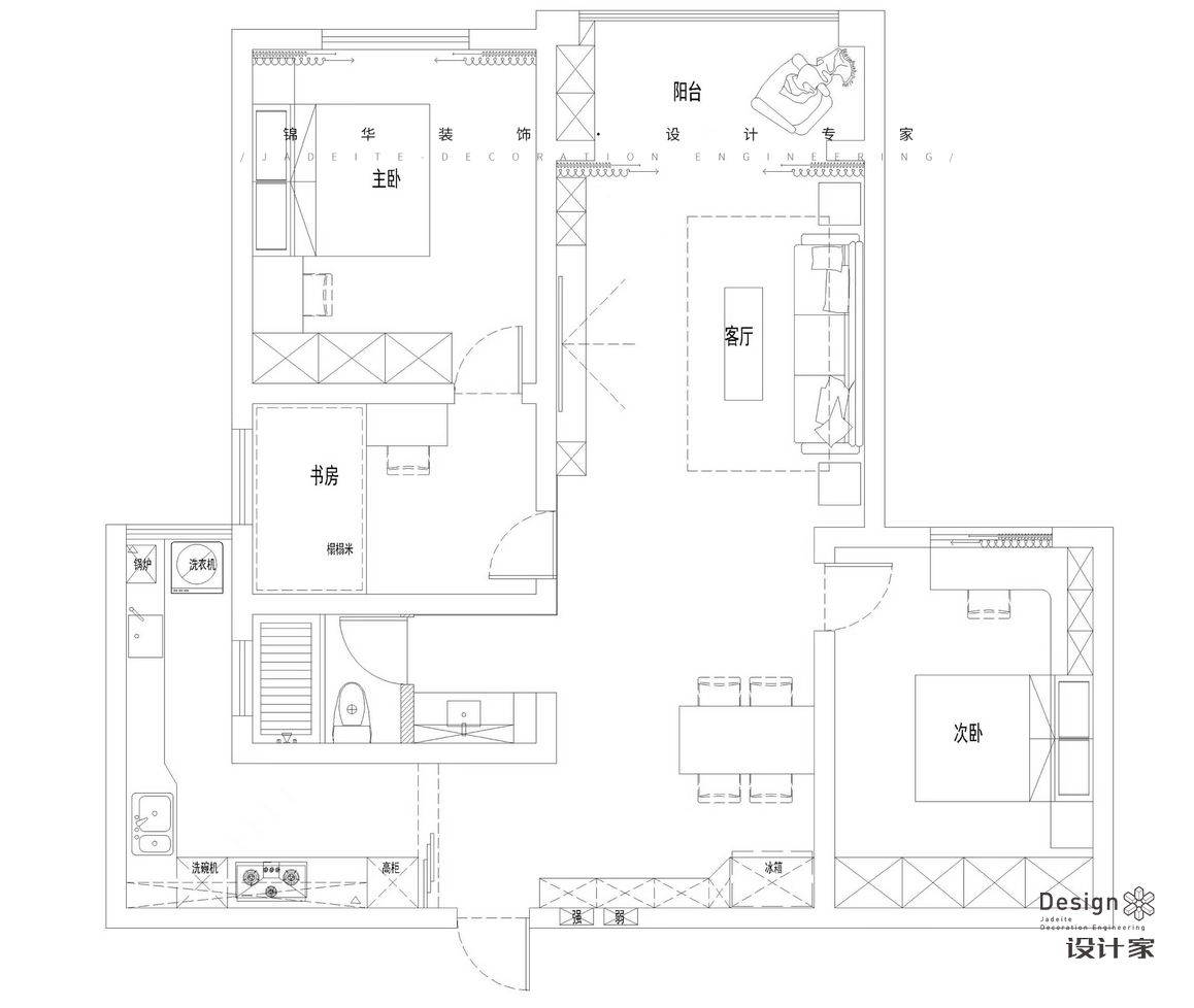 现代简约-银河湾花园-三室两厅-116㎡装修-三室两厅-现代简约