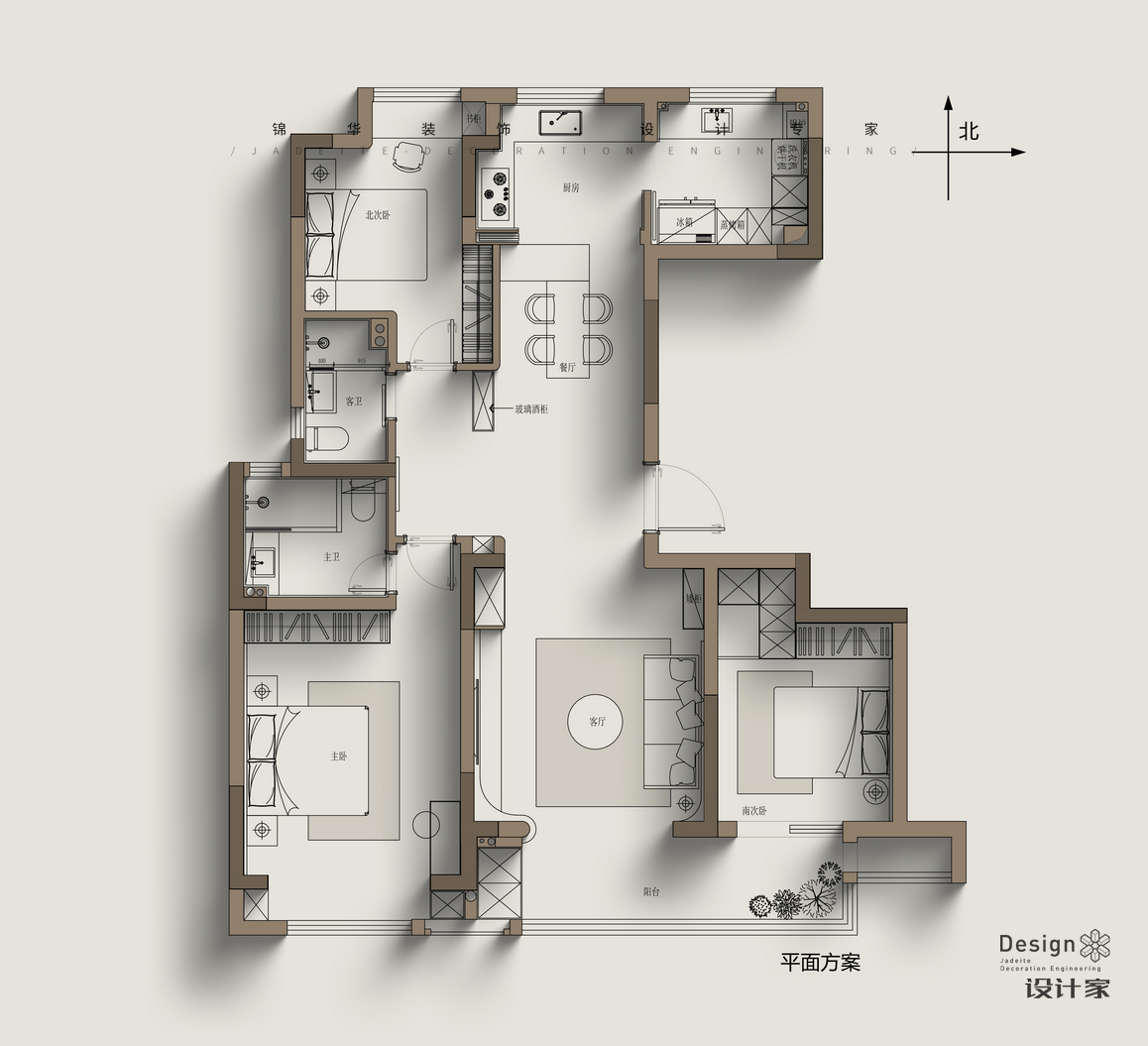 奶油風-南山淺水灣-三室兩廳-130㎡裝修-三室兩廳-現(xiàn)代簡約