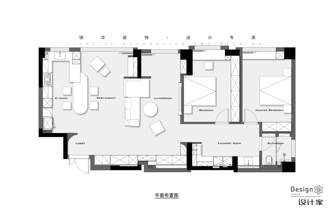 極簡-綠地-三室兩廳-150㎡裝修-三室兩廳-極簡